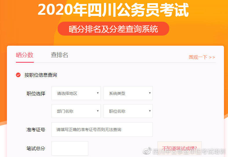 四川省公务员成绩查询